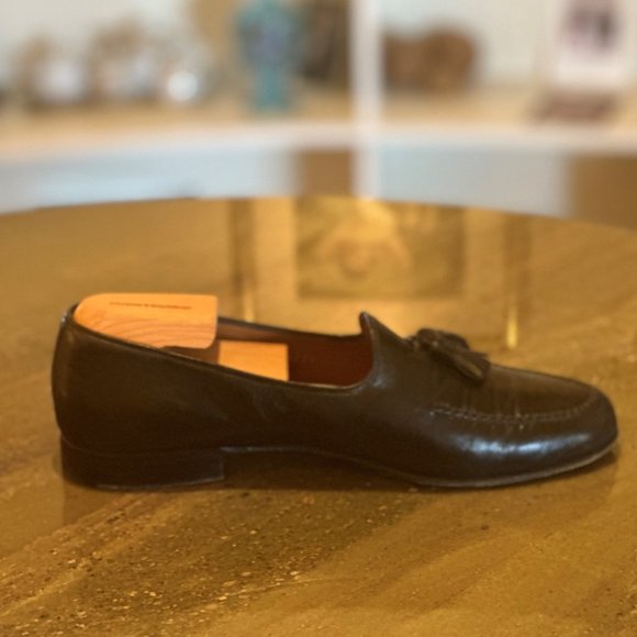 Men\'s Moreschi Black Leather Slip Ons with Tassels Size 9.5, Medium